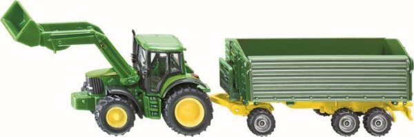 John Deere mit Frontlader und Anhänger