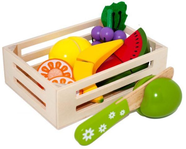Holzobst in Obststeige 9-teil.