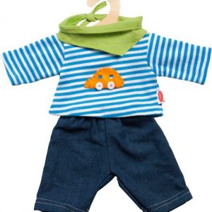 Pu-Jeans mit Streifenshirt, Gr. 35-45cm