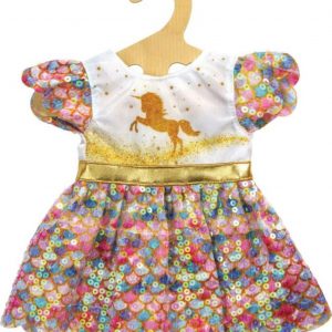 Pu-Glitzerkleid Einhorn Goldy,Gr.28-35cm