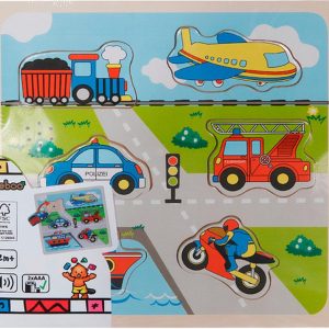 Beeboo Einlegepuzzle Verkehr mit Sound, 6-teilig, 1 Stück